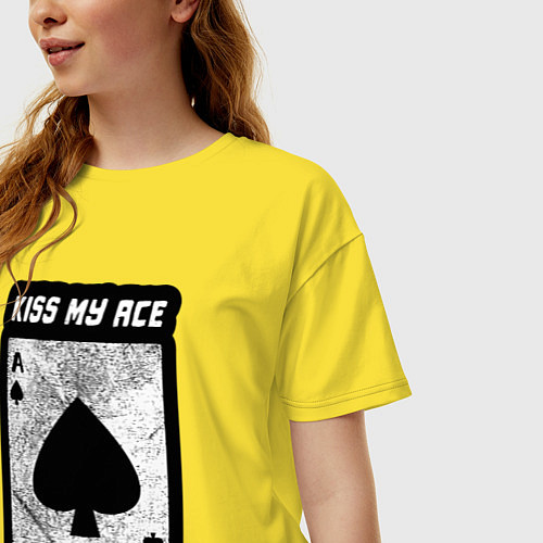 Женская футболка оверсайз Поцелуй мой туз / Желтый – фото 3