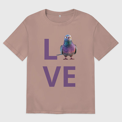 Женская футболка оверсайз Любовь к голубям / Пыльно-розовый – фото 1