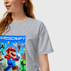 Футболка оверсайз женская Mario in Minecraft - ai art collaboration, цвет: меланж — фото 2