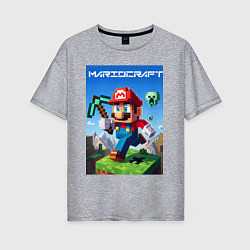 Футболка оверсайз женская Minecraft and Mario - ai art collaboration, цвет: меланж
