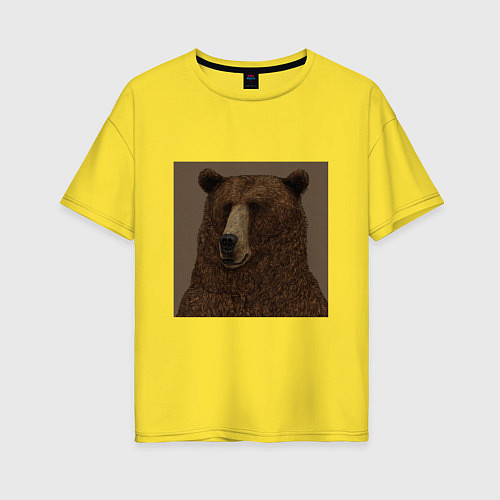 Женская футболка оверсайз Медведь странный / Желтый – фото 1