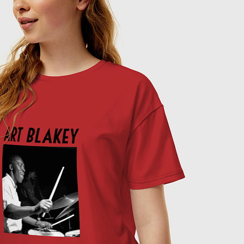 Женская футболка оверсайз Jazz drummer Art Blakey / Красный – фото 3