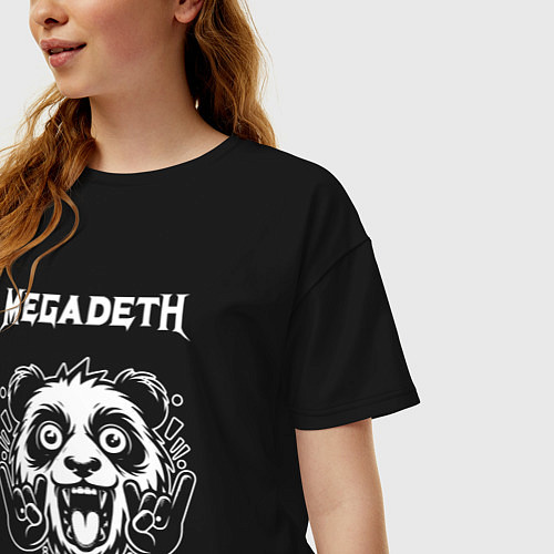 Женская футболка оверсайз Megadeth rock panda / Черный – фото 3