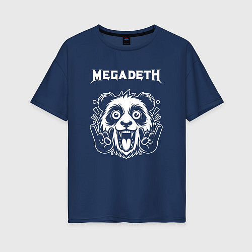 Женская футболка оверсайз Megadeth rock panda / Тёмно-синий – фото 1