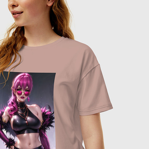 Женская футболка оверсайз Akali Kda League Of Legends / Пыльно-розовый – фото 3