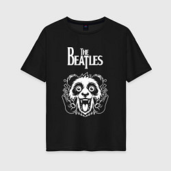 Женская футболка оверсайз The Beatles rock panda