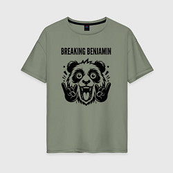 Футболка оверсайз женская Breaking Benjamin - rock panda, цвет: авокадо