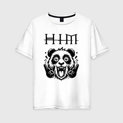 Футболка оверсайз женская HIM - rock panda, цвет: белый