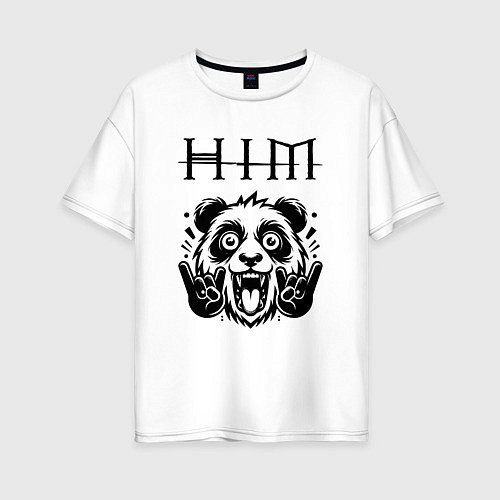 Женская футболка оверсайз HIM - rock panda / Белый – фото 1