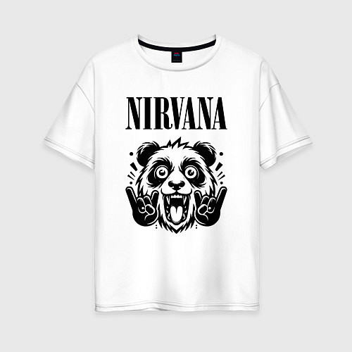 Женская футболка оверсайз Nirvana - rock panda / Белый – фото 1