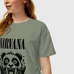 Футболка оверсайз женская Nirvana - rock panda, цвет: авокадо — фото 2