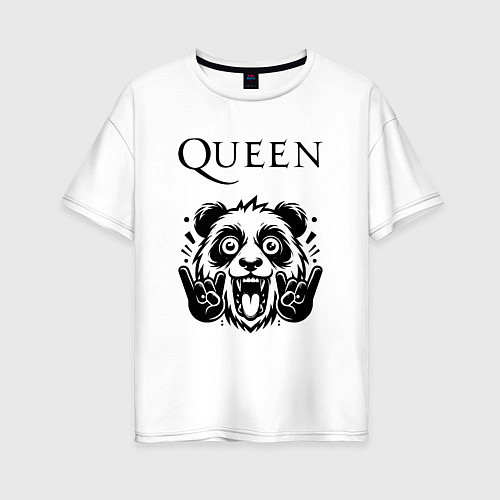 Женская футболка оверсайз Queen - rock panda / Белый – фото 1