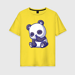 Футболка оверсайз женская Смеющаяся панда, цвет: желтый