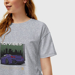 Футболка оверсайз женская Nissan gtr вайбы 90х, цвет: меланж — фото 2