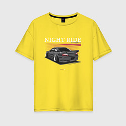 Женская футболка оверсайз Nissan skyline night ride