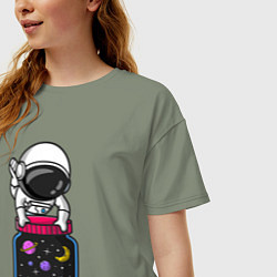 Футболка оверсайз женская Космос в баночке, цвет: авокадо — фото 2