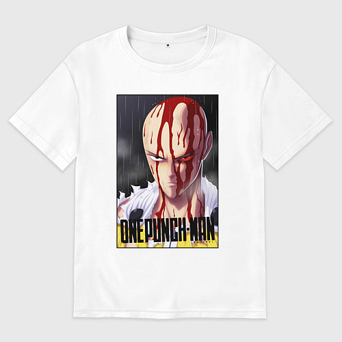 Женская футболка оверсайз Saitama blood / Белый – фото 1