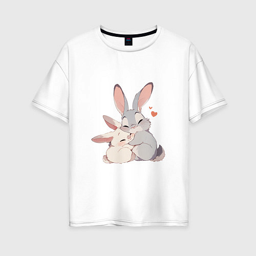 Женская футболка оверсайз Зайки обнимайки / Белый – фото 1