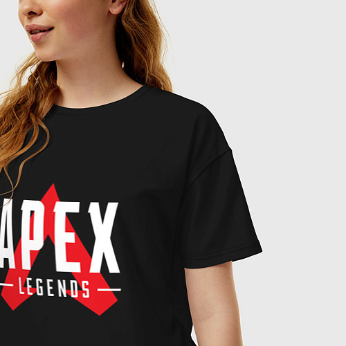 Женская футболка оверсайз Лого апекс ледженс / Черный – фото 3
