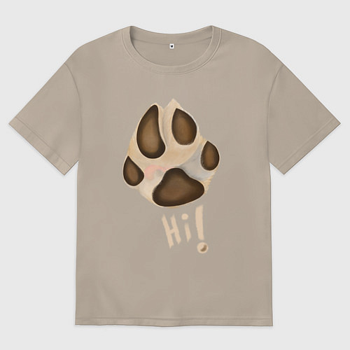 Женская футболка оверсайз Лапа собаки акварелью / Миндальный – фото 1