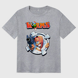 Женская футболка оверсайз Worms uzi