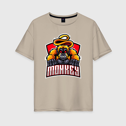 Женская футболка оверсайз Monkey team / Миндальный – фото 1