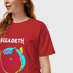 Футболка оверсайз женская Megadeth rock star cat, цвет: красный — фото 2