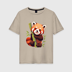 Футболка оверсайз женская The Red Panda, цвет: миндальный