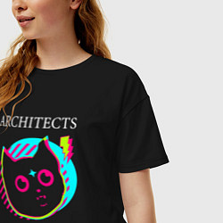 Футболка оверсайз женская Architects rock star cat, цвет: черный — фото 2