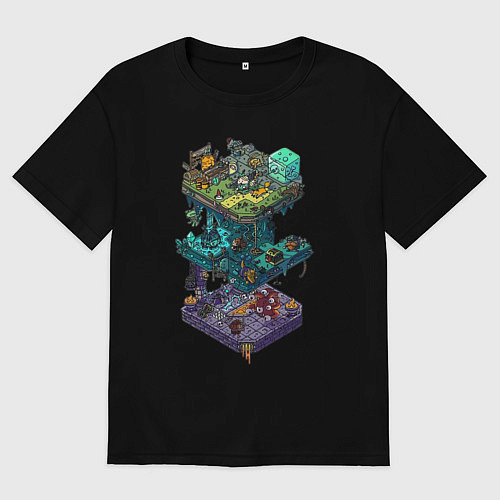 Женская футболка оверсайз Уровни подземелий с монстрами / Черный – фото 1