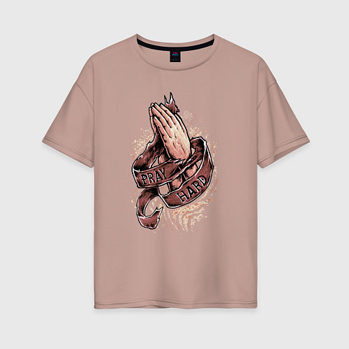 Женская футболка оверсайз Руки молящегося / Пыльно-розовый – фото 1