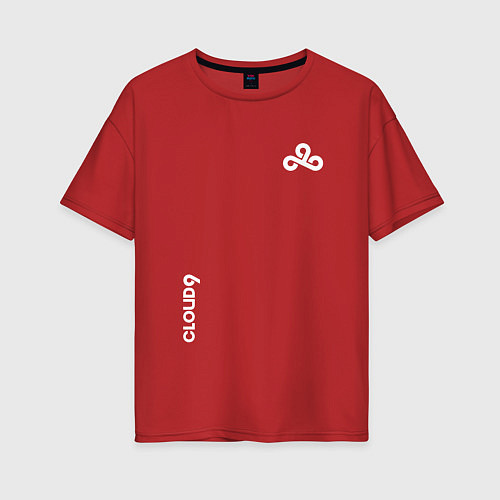 Женская футболка оверсайз Cloud9 - white logo / Красный – фото 1