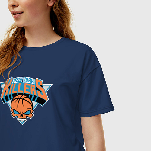 Женская футболка оверсайз New York killers / Тёмно-синий – фото 3