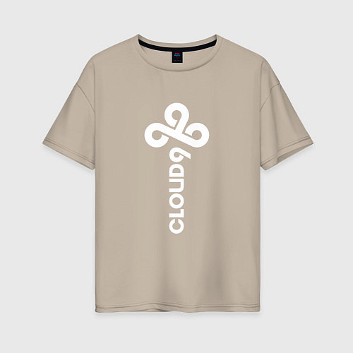 Женская футболка оверсайз Cloud9 - vertical logo / Миндальный – фото 1