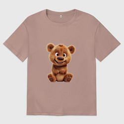 Футболка оверсайз женская Милый плюшевый медведь, цвет: пыльно-розовый