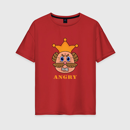 Женская футболка оверсайз Злой эмодзи в короне / Красный – фото 1