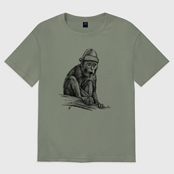 Женская футболка оверсайз Новогодний примат