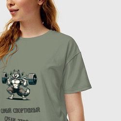 Футболка оверсайз женская Волк качок, цвет: авокадо — фото 2