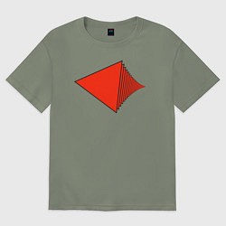 Женская футболка оверсайз Красные треугольники в перспективе
