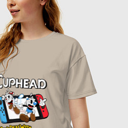 Футболка оверсайз женская Switch cuphead, цвет: миндальный — фото 2