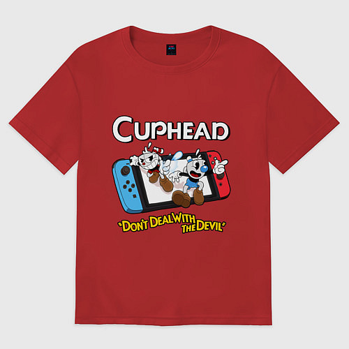 Женская футболка оверсайз Switch cuphead / Красный – фото 1