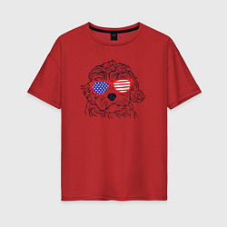 Футболка оверсайз женская USA dog, цвет: красный
