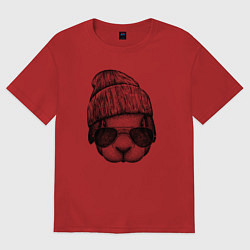 Женская футболка оверсайз Кролик-хипстер