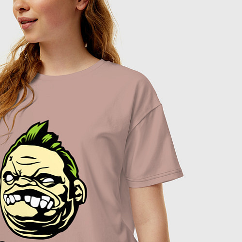 Женская футболка оверсайз Pudge Face / Пыльно-розовый – фото 3