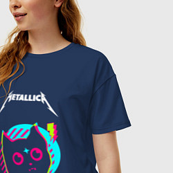Футболка оверсайз женская Metallica rock star cat, цвет: тёмно-синий — фото 2