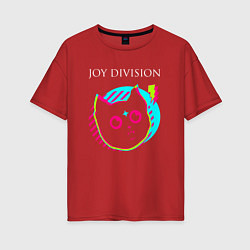 Футболка оверсайз женская Joy Division rock star cat, цвет: красный