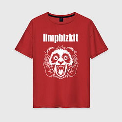 Футболка оверсайз женская Limp Bizkit rock panda, цвет: красный
