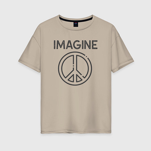 Женская футболка оверсайз Peace imagine / Миндальный – фото 1