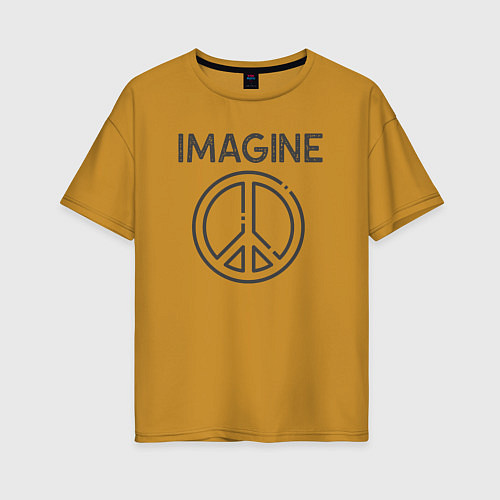 Женская футболка оверсайз Peace imagine / Горчичный – фото 1