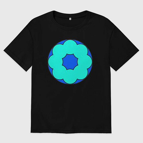 Женская футболка оверсайз Цветочный орнамент из окружностей / Черный – фото 1
